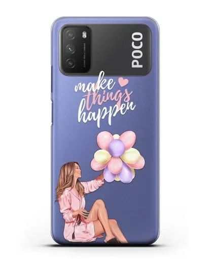 Чехол с иллюстрацией Девушка с воздушными шарами силиконовый для Xiaomi Poco M3