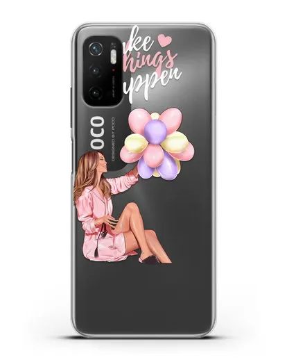 Чехол с иллюстрацией Девушка с воздушными шарами силиконовый для Xiaomi Poco M3 Pro