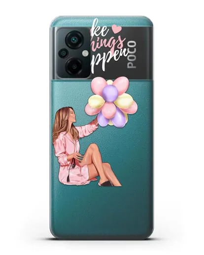 Чехол с иллюстрацией Девушка с воздушными шарами силиконовый для Xiaomi Poco M5