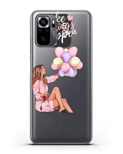 Чехол с иллюстрацией Девушка с воздушными шарами силиконовый для Xiaomi Poco M5s