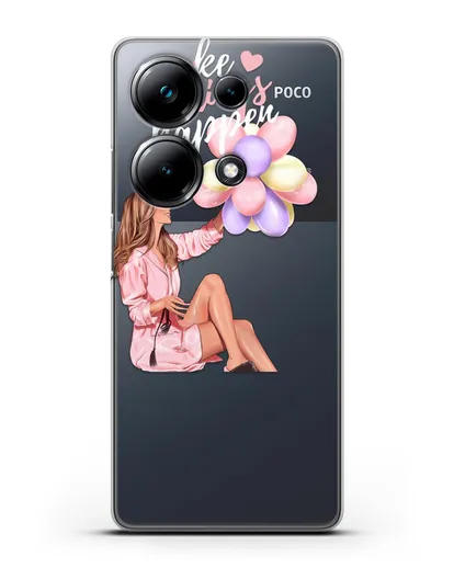 Чехол с иллюстрацией Девушка с воздушными шарами силиконовый для Xiaomi Poco M6 Pro