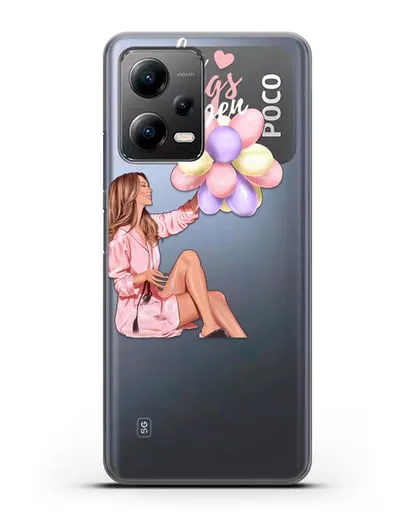 Чехол с иллюстрацией Девушка с воздушными шарами силиконовый для Xiaomi Poco X5
