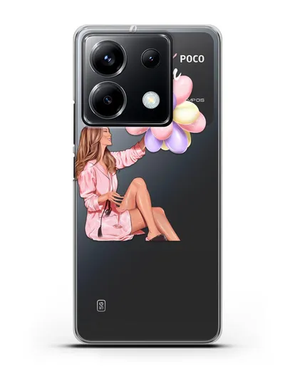 Чехол с иллюстрацией Девушка с воздушными шарами силиконовый для Xiaomi Poco X6