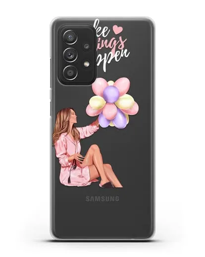 Чехол с иллюстрацией Девушка с воздушными шарами силиконовый для Samsung Galaxy A53