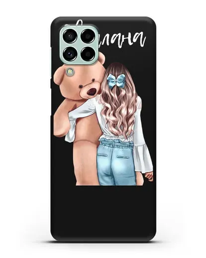 Именной чехол Девушка с плюшевым медведем силиконовый для Samsung Galaxy M53 [SM-M536]