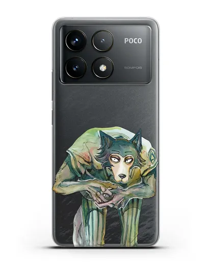 Чехол аниме Beastars - Легоси пригнулся силиконовый для Xiaomi Poco F6 Pro
