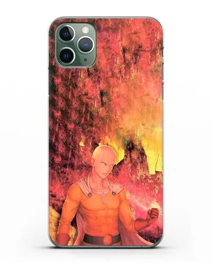 Чехол аниме Ванпанчмен - Сайтама в ярости силиконовый для iPhone 11 Pro Max