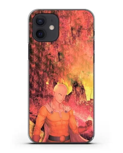 Чехол аниме Ванпанчмен - Сайтама в ярости силиконовый для iPhone 12