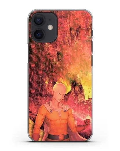 Чехол аниме Ванпанчмен - Сайтама в ярости силиконовый для iPhone 12 mini