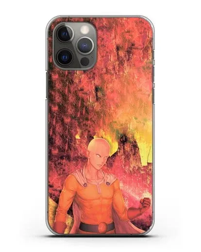 Чехол аниме Ванпанчмен - Сайтама в ярости силиконовый для iPhone 12 Pro