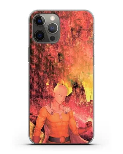 Чехол аниме Ванпанчмен - Сайтама в ярости силиконовый для iPhone 12 Pro Max