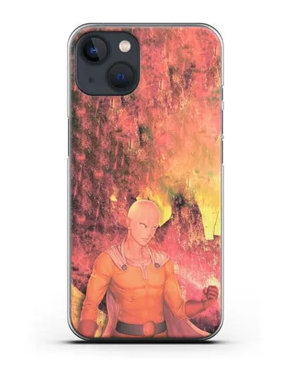 Чехол аниме Ванпанчмен - Сайтама в ярости силиконовый для iPhone 13 Mini