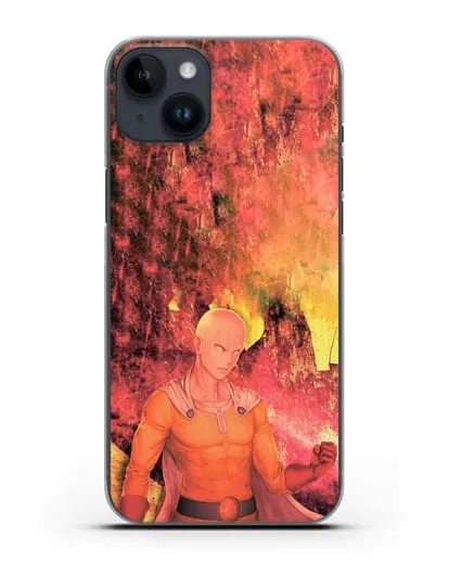Чехол аниме Ванпанчмен - Сайтама в ярости силиконовый для iPhone 14 Plus