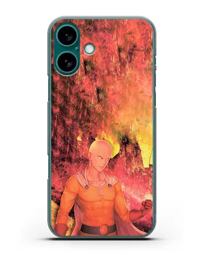Чехол аниме Ванпанчмен - Сайтама в ярости силиконовый для iPhone 16 Plus