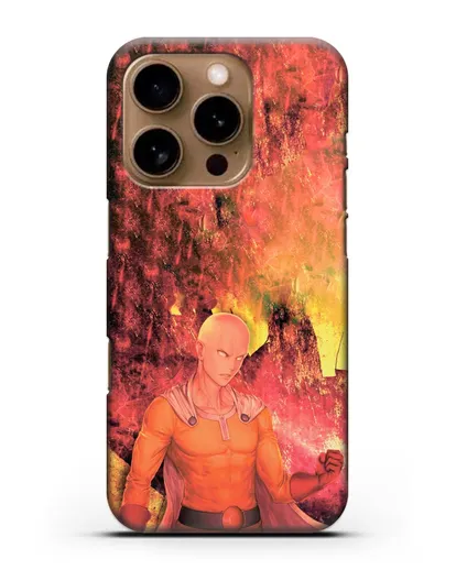 Чехол аниме Ванпанчмен - Сайтама в ярости силиконовый для iPhone 16 Pro