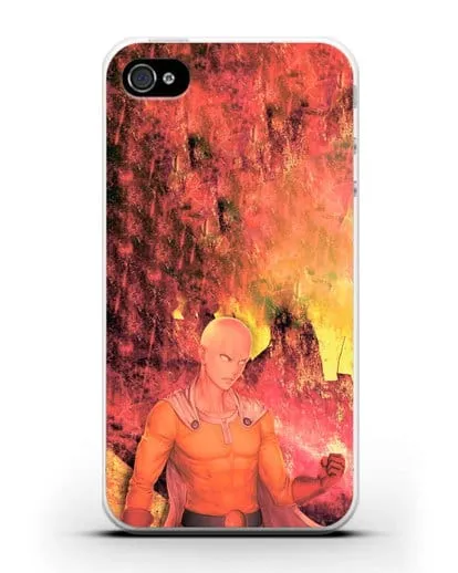 Чехол аниме Ванпанчмен - Сайтама в ярости силиконовый для iPhone 4/4s