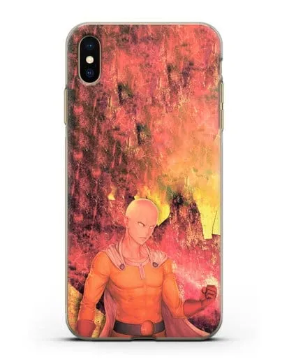 Чехол аниме Ванпанчмен - Сайтама в ярости силиконовый для iPhone XS Max