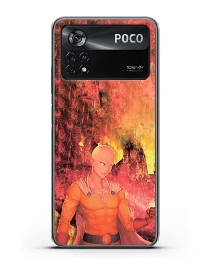 Чехол аниме Ванпанчмен - Сайтама в ярости силиконовый для Xiaomi Poco X4 Pro
