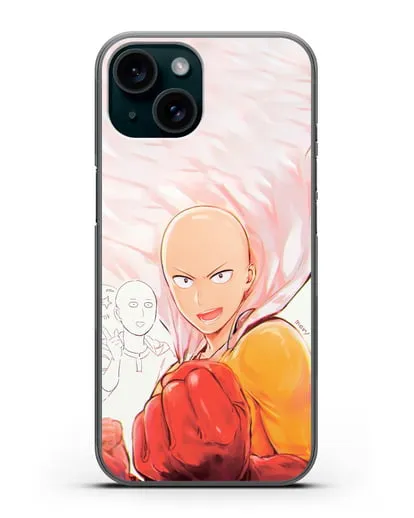 Чехол аниме Ванпанчмен - Герой Сайтама силиконовый для iPhone 15