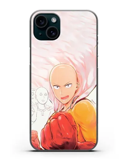 Чехол аниме Ванпанчмен - Герой Сайтама силиконовый для iPhone 15 Plus