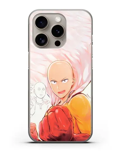 Чехол аниме Ванпанчмен - Герой Сайтама силиконовый для iPhone 15 Pro