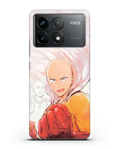 Чехол аниме Ванпанчмен - Герой Сайтама силиконовый для Xiaomi Poco F6 Pro