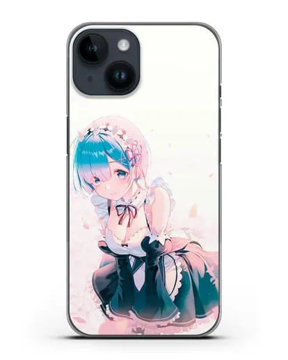 Чехол аниме Re:zero жизнь с нуля - Рем силиконовый для iPhone 14