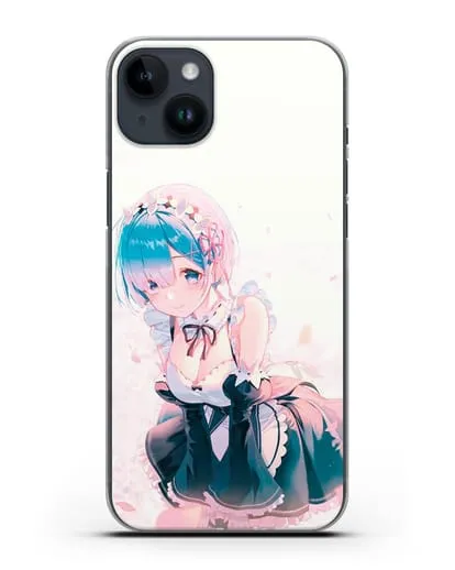 Чехол аниме Re:zero жизнь с нуля - Рем силиконовый для iPhone 14 Plus
