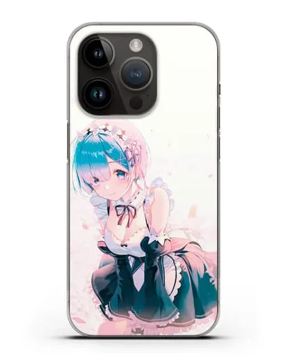 Чехол аниме Re:zero жизнь с нуля - Рем силиконовый для iPhone 14 Pro