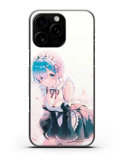 Чехол аниме Re:zero жизнь с нуля - Рем силиконовый для iPhone 16 Pro Max