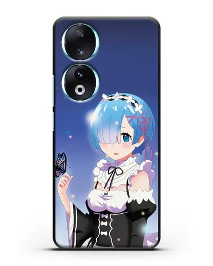 Чехол аниме Re:zero жизнь с нуля - Рем с бабочкой силиконовый для Honor 90