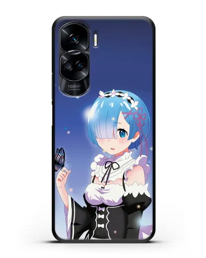 Чехол аниме Re:zero жизнь с нуля - Рем с бабочкой силиконовый для Honor 90 Lite