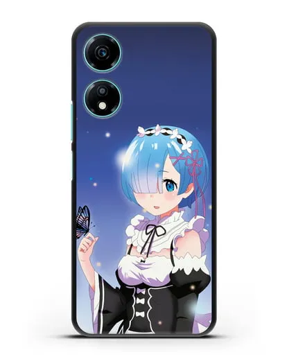Чехол аниме Re:zero жизнь с нуля - Рем с бабочкой силиконовый для Honor X5 Plus