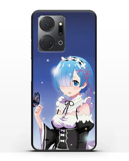 Чехол аниме Re:zero жизнь с нуля - Рем с бабочкой силиконовый для Honor X7a