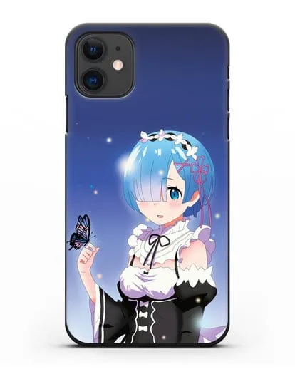 Чехол аниме Re:zero жизнь с нуля - Рем с бабочкой силиконовый для iPhone 11