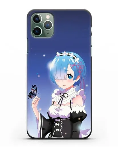 Чехол аниме Re:zero жизнь с нуля - Рем с бабочкой силиконовый для iPhone 11 Pro
