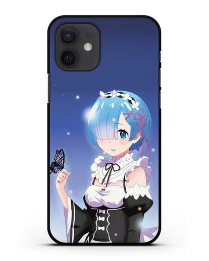 Чехол аниме Re:zero жизнь с нуля - Рем с бабочкой силиконовый для iPhone 12