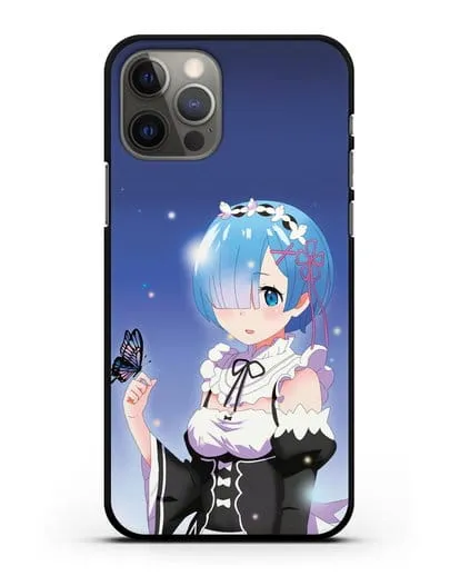 Чехол аниме Re:zero жизнь с нуля - Рем с бабочкой силиконовый для iPhone 12 Pro