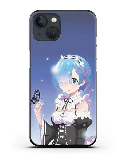 Чехол аниме Re:zero жизнь с нуля - Рем с бабочкой силиконовый для iPhone 13 Mini