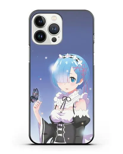 Чехол аниме Re:zero жизнь с нуля - Рем с бабочкой силиконовый для iPhone 13 Pro Max