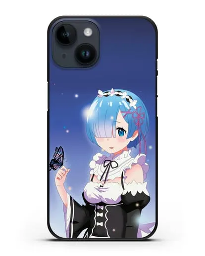 Чехол аниме Re:zero жизнь с нуля - Рем с бабочкой силиконовый для iPhone 14