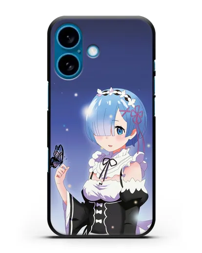 Чехол аниме Re:zero жизнь с нуля - Рем с бабочкой силиконовый для iPhone 16