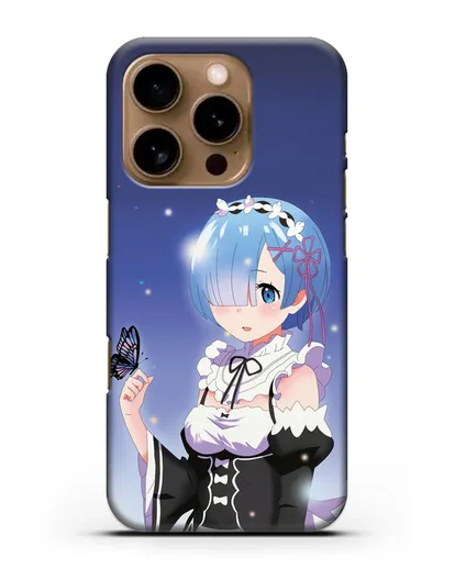 Чехол аниме Re:zero жизнь с нуля - Рем с бабочкой силиконовый для iPhone 16 Pro