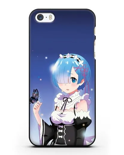 Чехол аниме Re:zero жизнь с нуля - Рем с бабочкой силиконовый для iPhone 5/5s/SE