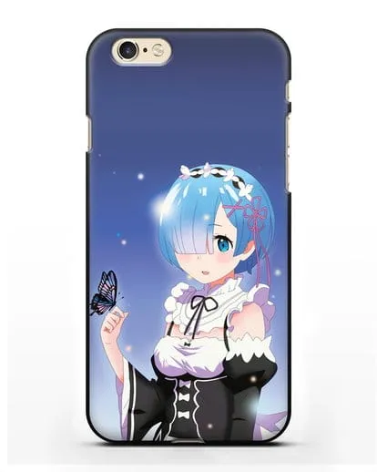 Чехол аниме Re:zero жизнь с нуля - Рем с бабочкой силиконовый для iPhone 6