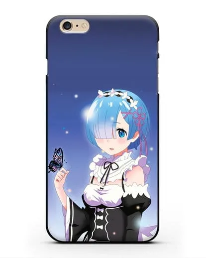 Чехол аниме Re:zero жизнь с нуля - Рем с бабочкой силиконовый для iPhone 6 Plus