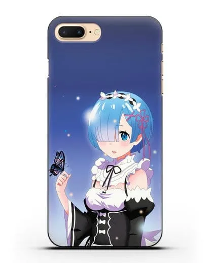 Чехол аниме Re:zero жизнь с нуля - Рем с бабочкой силиконовый для iPhone 7 Plus
