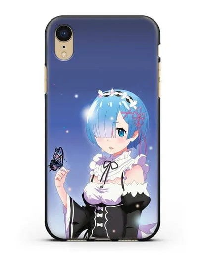 Чехол аниме Re:zero жизнь с нуля - Рем с бабочкой силиконовый для iPhone XR