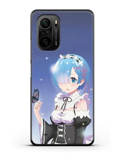 Чехол аниме Re:zero жизнь с нуля - Рем с бабочкой силиконовый для Xiaomi Poco F3