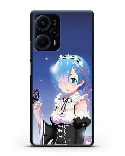Чехол аниме Re:zero жизнь с нуля - Рем с бабочкой силиконовый для Xiaomi Poco F5